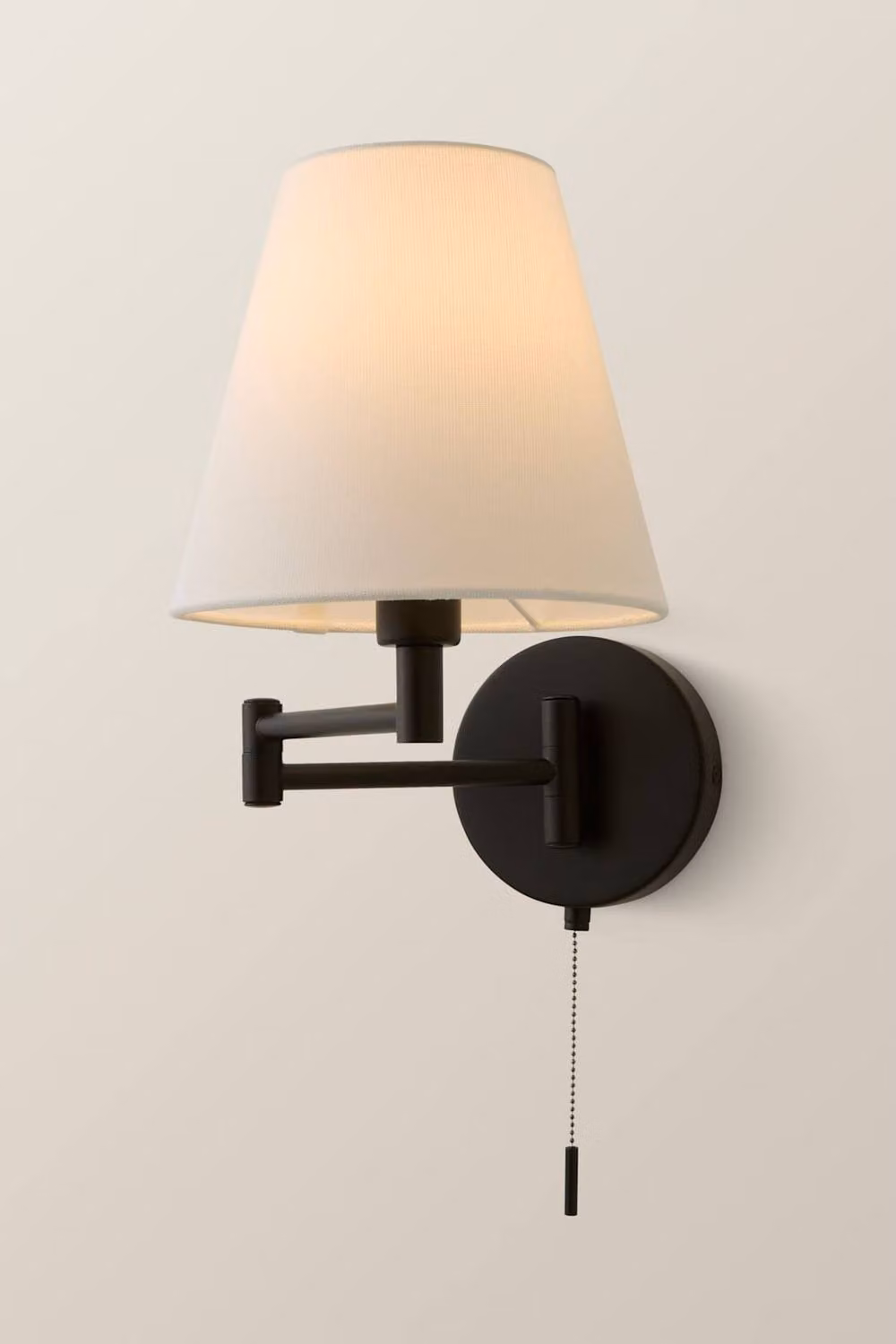 ValueLights Sonia Adjustable Swing Arm Wall Light with Tapered Fabric Shade and Bulb in Black – 2