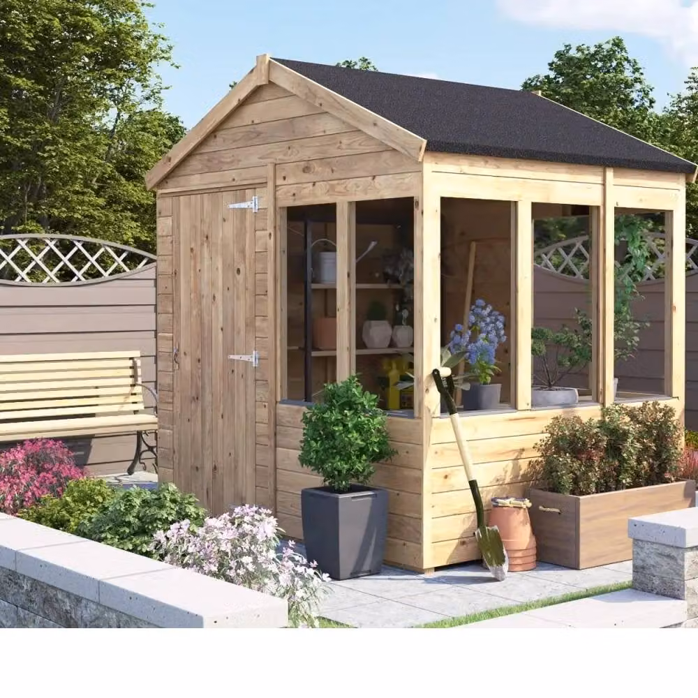 Dunster House Overlord Modular Wooden Potting Shed with Gable Roof in Brown and Natural – 6