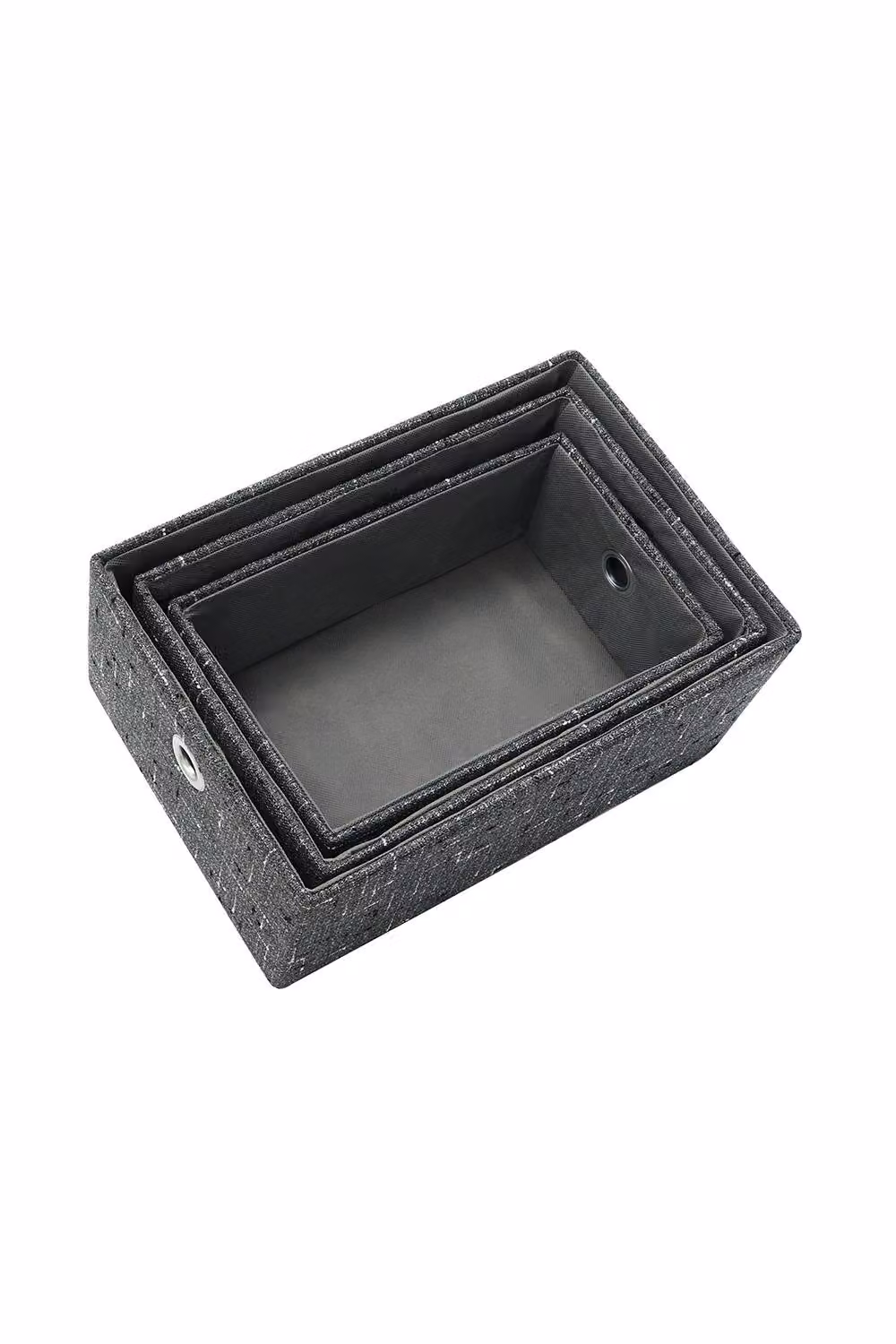 JVL Shadow Rectangular Fabric Storage Baskets, Set of 3, Grey – 3
