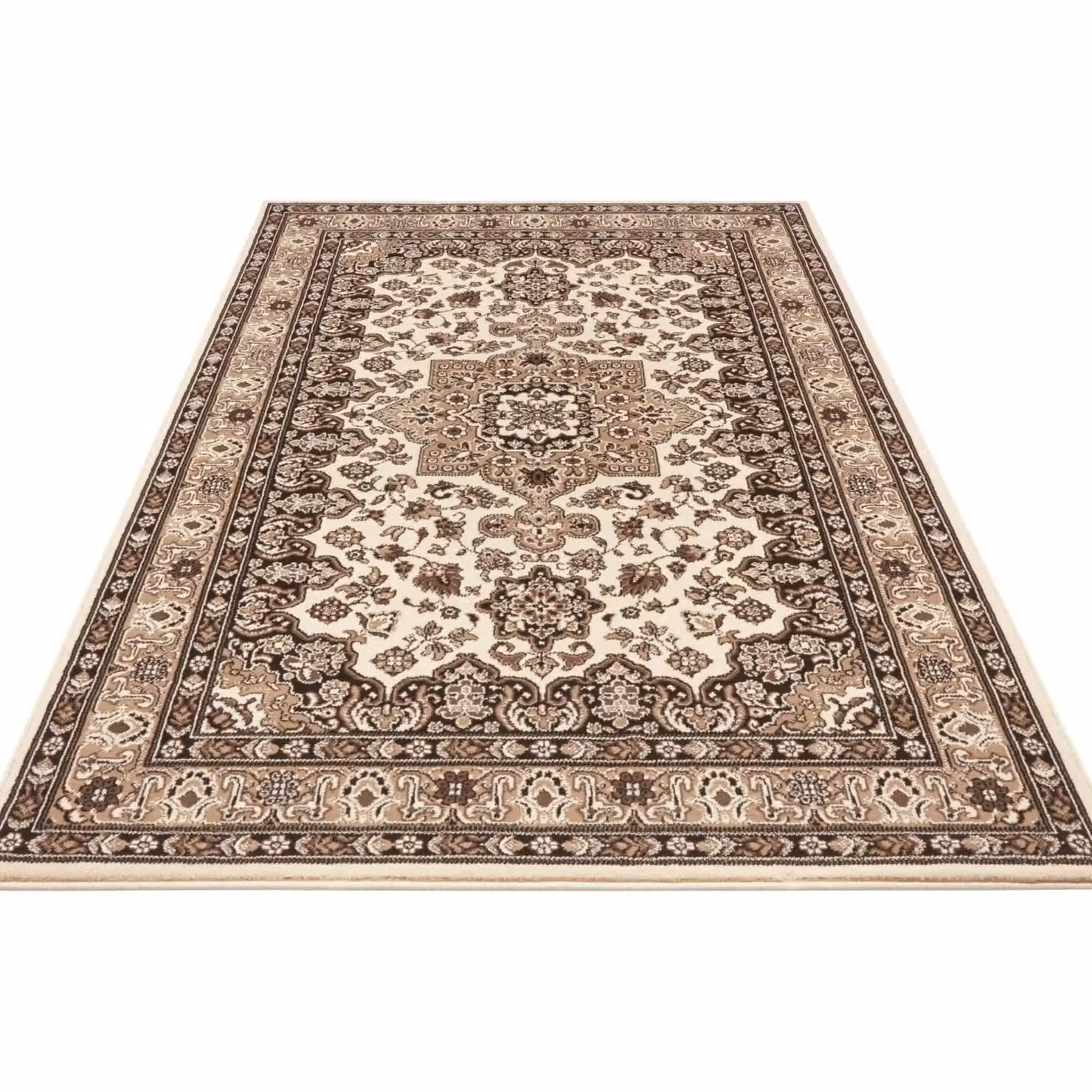 THE RUGS Design Oriental Parun Tabriz Round Rug in Beige, Diameter: 160 cm – 3