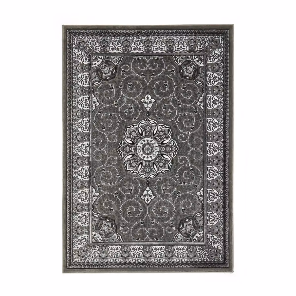 The Rug Shop UK Traditional Easy To Clean Stain-Resistant Floral Area Rug in Silver, W: 200 cm, L: 290 cm – 6