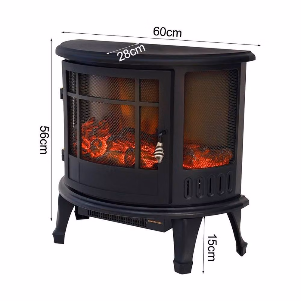 KORVIXA Black Thermal Simulation Wood Electric Stove Heater, W/D/H: 127 x 25.34 x 68 cm – 2