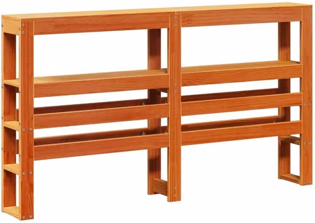 Berkfield Home Rustic Solid Wood Pine Headboard with Integrated Shelves, Wax Brown, Width: 135 cm