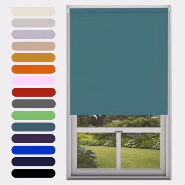Caecus Made to Measure Blackout Roller Blind in Petrol, W: 240 cm, H: 160 cm