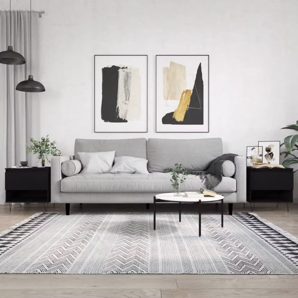Berkfield Home Modern Coffee Table Set of 2 in Black, W/D/H: 50 x 46 x 50 cm – 1