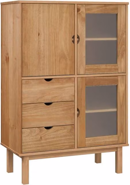 Berkfield Home OTTA Highboard in Brown Solid Wood Pine, W/D/H: 85 x 43 x 125 cm – 1