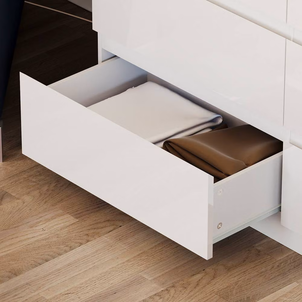 HD Designs High Gloss 6 Drawer Chest of Drawers in White – 4
