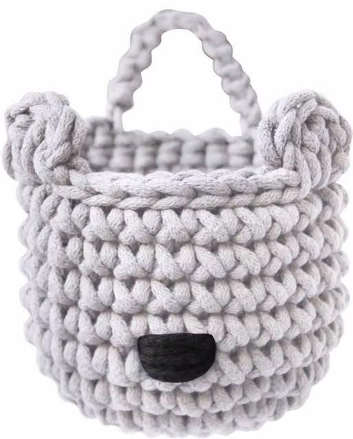 Zuri House Bear Basket in Grey with Handles