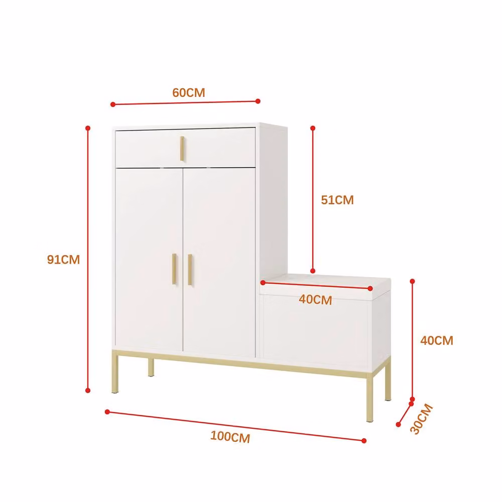KEEPREAPER Modern L-Shaped Corner Shoe Storage Cabinet with Bench in White – 2
