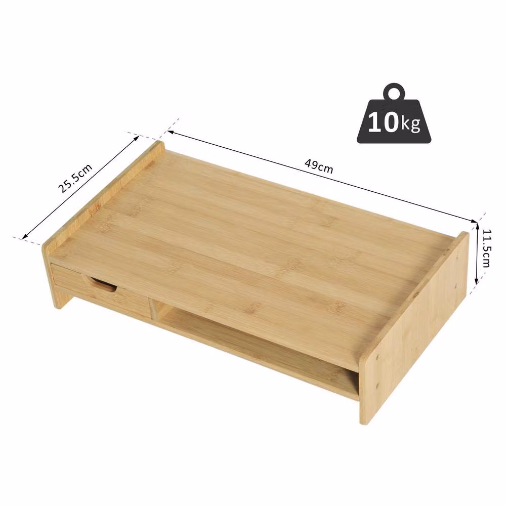 STILVORA Monitor Stand Riser with Drawer in Natural Bamboo Wood – 4