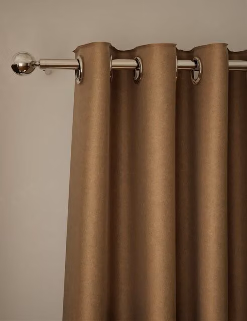 M&S Bronze Velvet Eyelet Thermal Insulating Opaque Curtains H: 229 cm x W: 168 cm