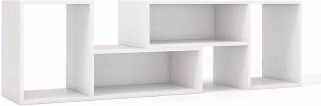 Havendro White Modern Minimalist 2-Piece Wood TV Console Entertainment Stand