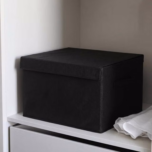 OHS Collapsible Fabric Storage Box with Lid and Handles, Black – 3