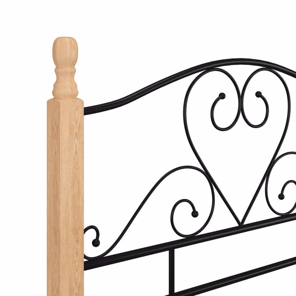 Berkfield Home Black Metal and Oak Bed Frame W/D/H: 90 x 200 cm – 2