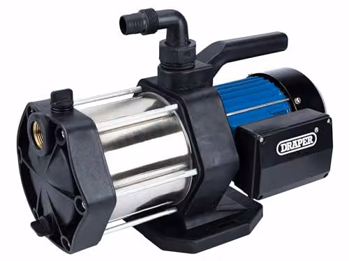 Draper 1100W Surface Mounted Water Pump in Black, Max Flow Capacity 5400 l/h with Thermal Overload Protection and Waterproof On/Off Switch – 2