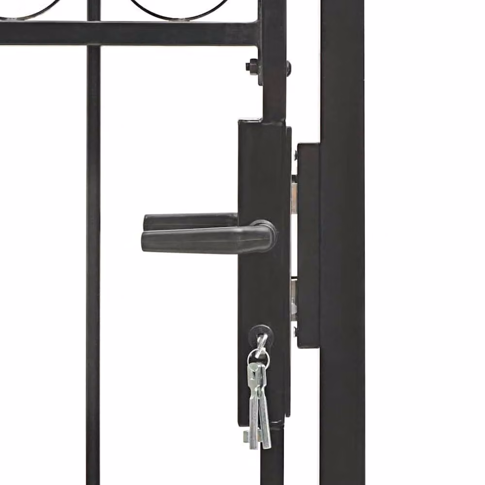 Berkfield Home Elegant Steel Swing Fence Gate with Arched Top, Black, W: 100 cm, H: 175 cm – 5