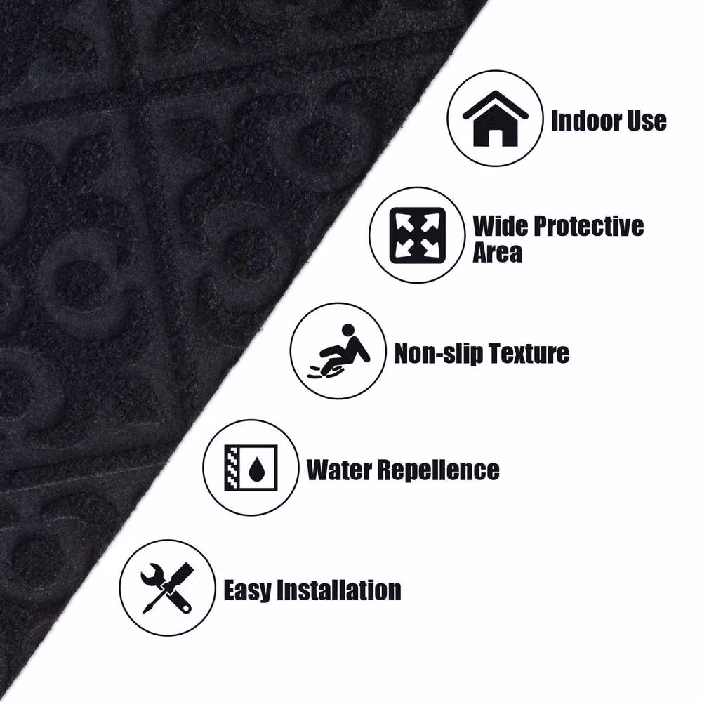 CASART 15-Piece Non-Slip Polyester Stair Mats in Black, W: 76 cm, D: 20 cm – 7