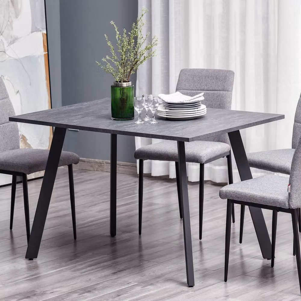 ERGOVEXA Mid-Century Rectangular Dining Table in Grey, Height Adjustable, W/D/H: 120 x 80 x 76 cm – 2