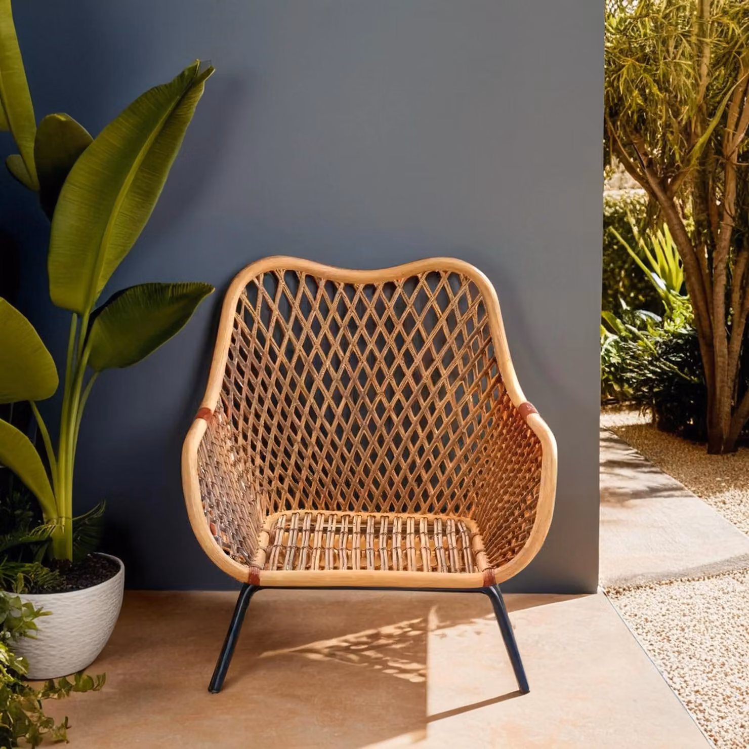 Premier Interiors Orsina Brown Rattan Armchair with Black Metal Frame – 2