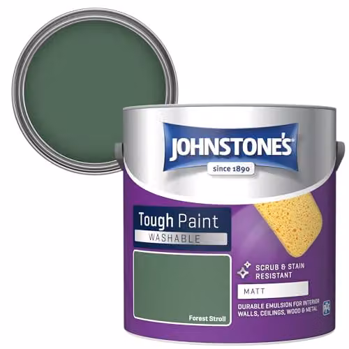 Johnstone's Washable Matt Emulsion Paint, Forest Stroll Green, 2.5L – 3
