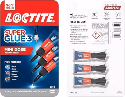 Loctite Universal Super Glue, Transparent All Purpose Adhesive, 3 x 1g – 2