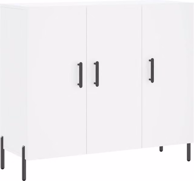 Berkfield Home Modern White Sideboard in MDF and Metal, W/D/H: 90 x 34 x 80 cm – 1