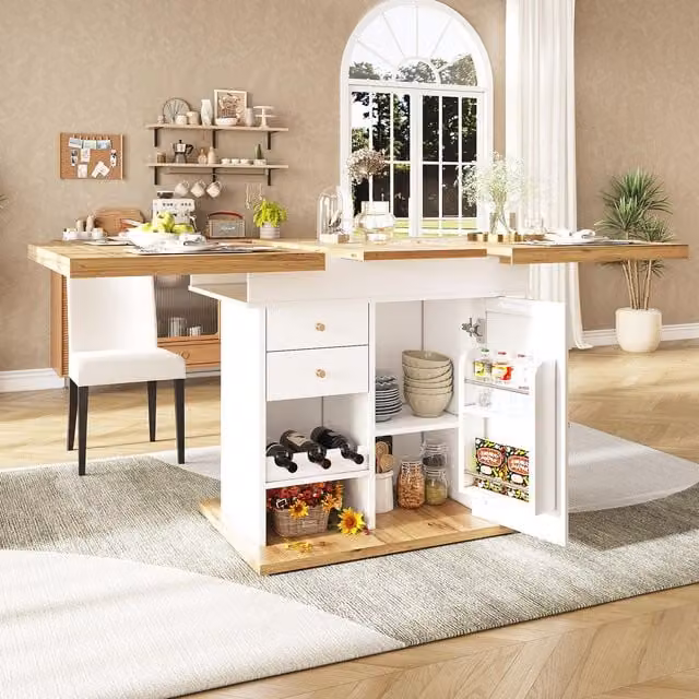 Aosom UK White Extendable Rectangular Dining Table with Telescopic 2-Sided Extension, W: 80 cm, D: 110-140 cm, H: 75 cm