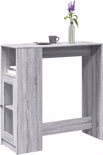 Berkfield Home Bar Table with Racks in Grey Sonoma, W/D/H: 101 x 40 x 103.5 cm