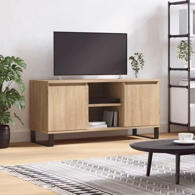 Berkfield Home Sonoma Oak TV Cabinet in Brown, W/D/H: 104 x 35 x 50 cm