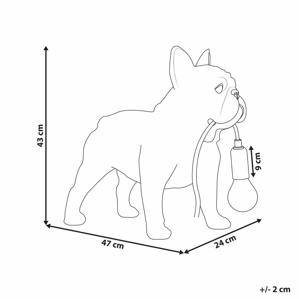 Wyld and Coco Black Polyresin Dog Table Lamp with LED Light – 3