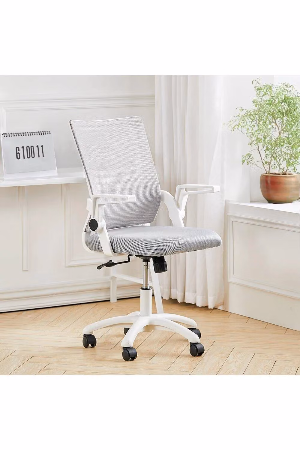 H&O Direct Ergonomic Grey Fabric Gaming Chair with Armrests and Castors for Home Office – 2