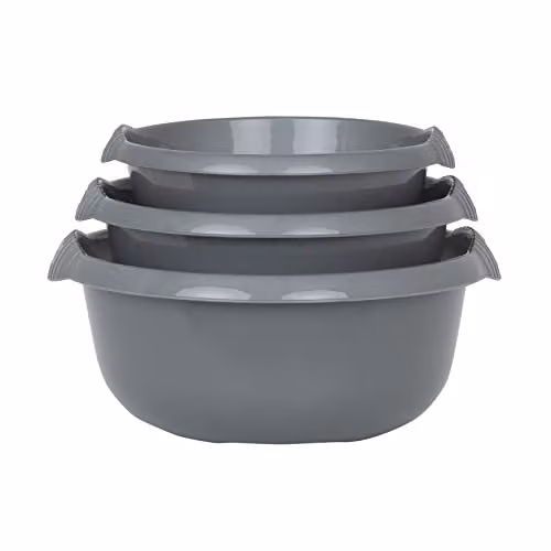 Wham Casa 3 Piece Multi-Functional Round Plastic Bowl Set in Silver and Grey – 2