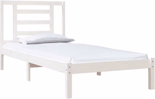 Berkfield Home Beautiful Bed Frame in White Solid Pine, W/D/H: 90 x 200 cm – 1