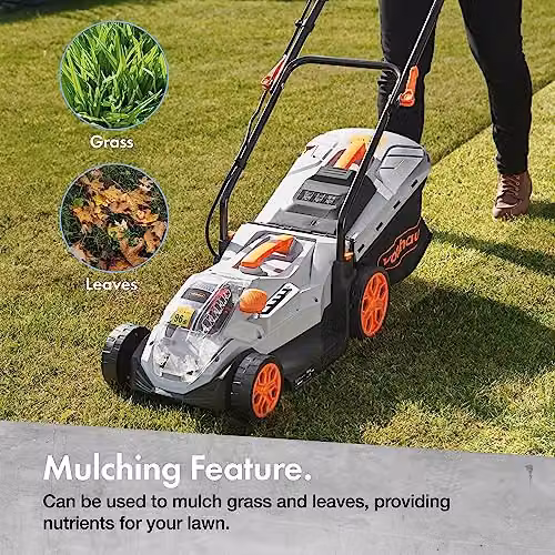 VonHaus 40V Cordless Electric Lawnmower in Green with 30L Collection Bag, Mulching Kit, 33cm Cutting Width and Rechargeable Battery Included – 2