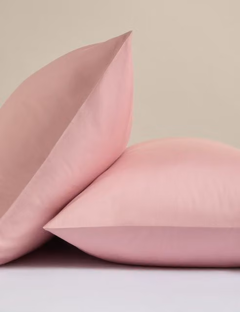 M&S Rest & Renew 2 Pack Breathable Pure Cotton Pillowcases in Soft Pink