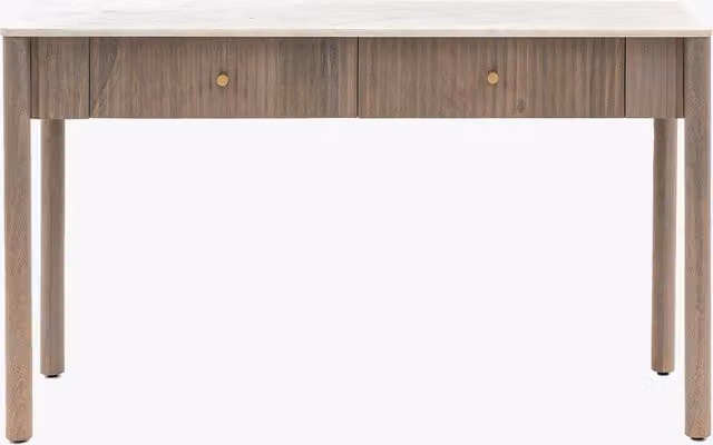 Perch & Parrow Flute Modern Mango Wood Console Table in Brown