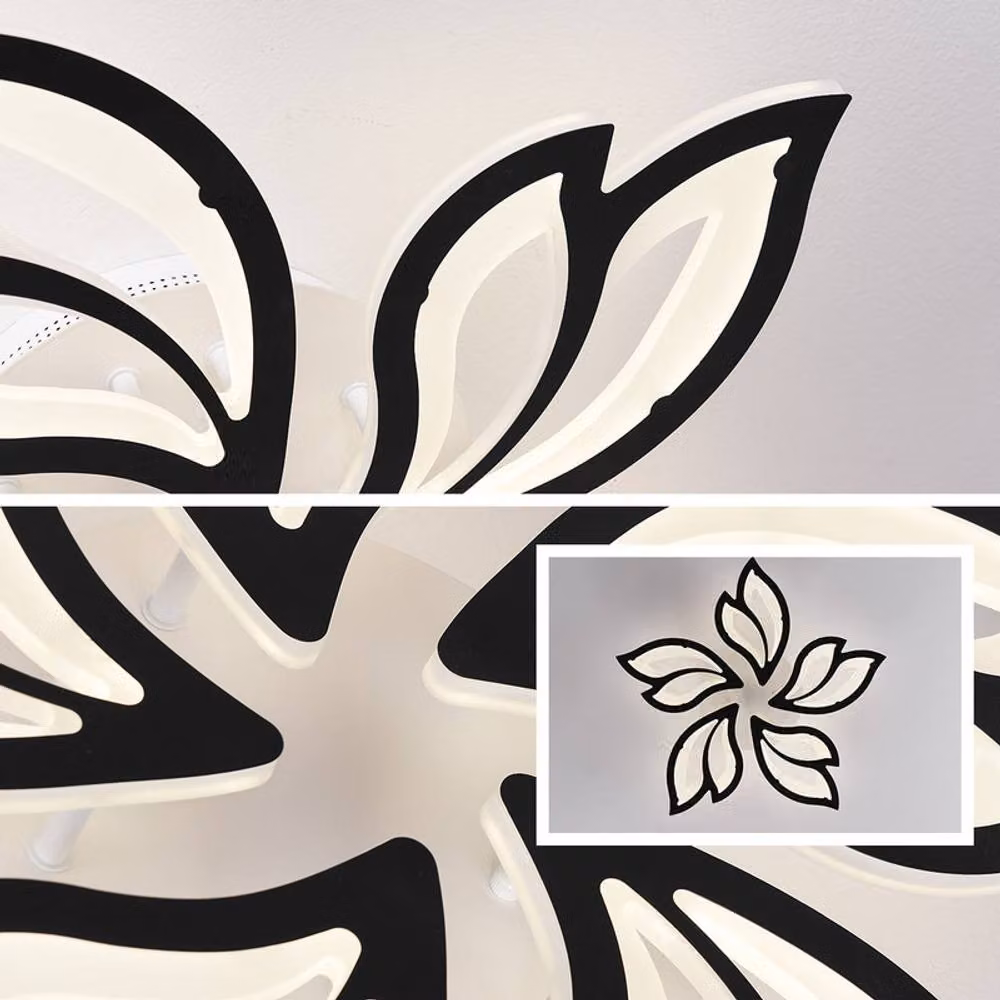 NIVOR Modern Black Dimmable LED Ceiling Light with Remote Control, 60W Organic Leaf Design – 2