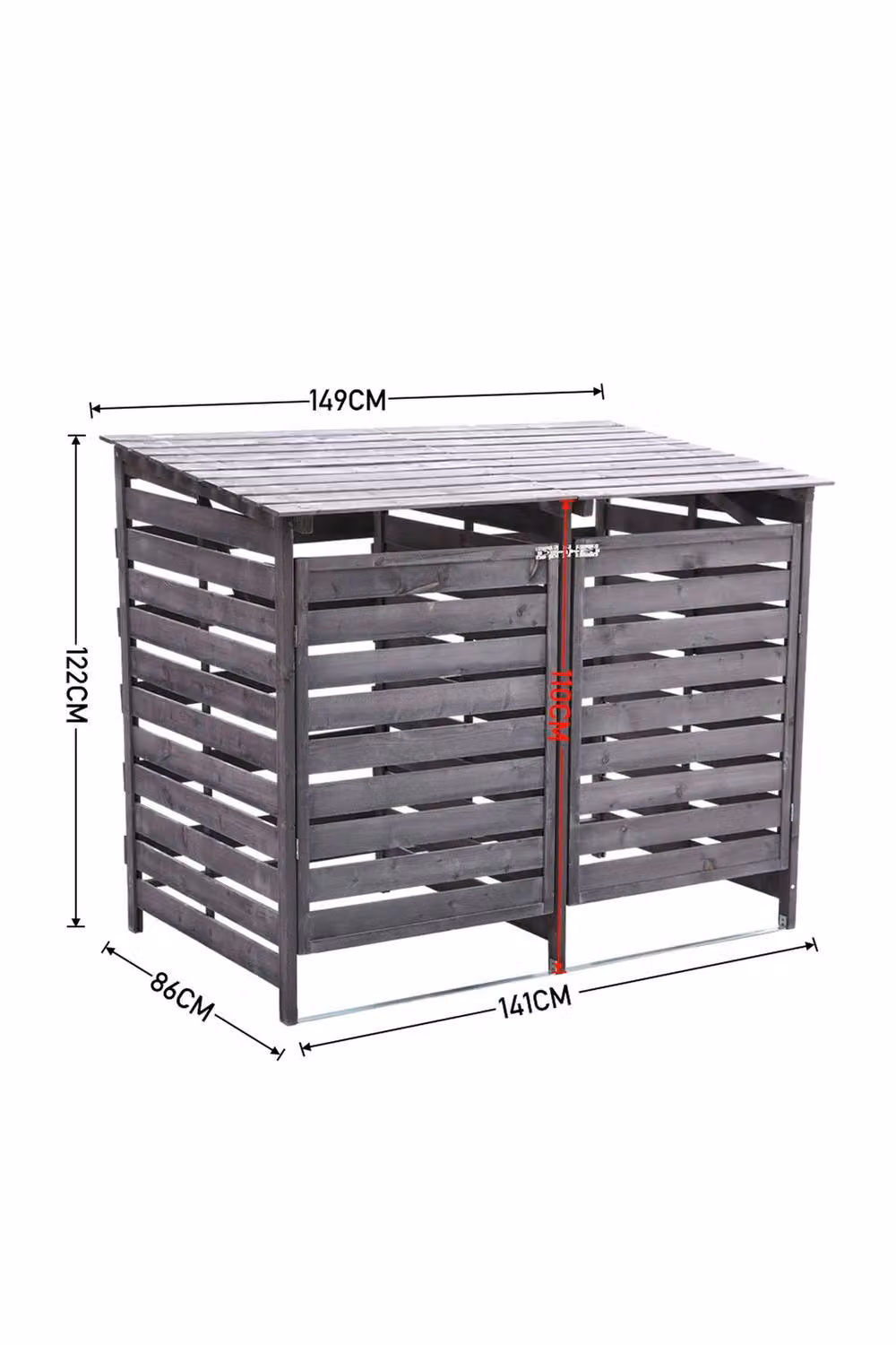 Garden Sanctuary Rustic Spruce Wood Bin Store in Grey, W/D/H: 149 x 122 x 141 cm – 3