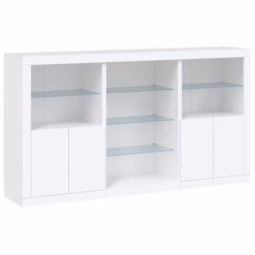 vidaXL Modern White Sideboard with Integrated LED Lights, W: 181.5 cm, D: 37 cm, H: 100 cm – 1