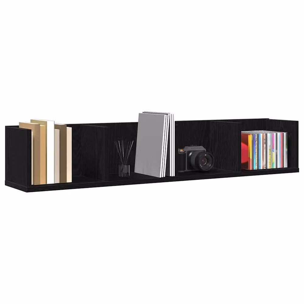 Berkfield Home Black Oak CD Wall Shelf, W/D/H: 100 x 18 x 18 cm – 3