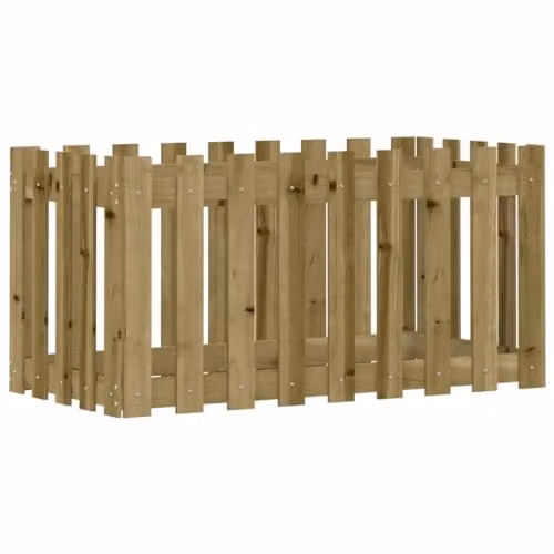vidaXL Brown Wooden Garden Raised Bed with Fence Design, W: 100 cm, D: 50 cm, H: 50 cm – 1