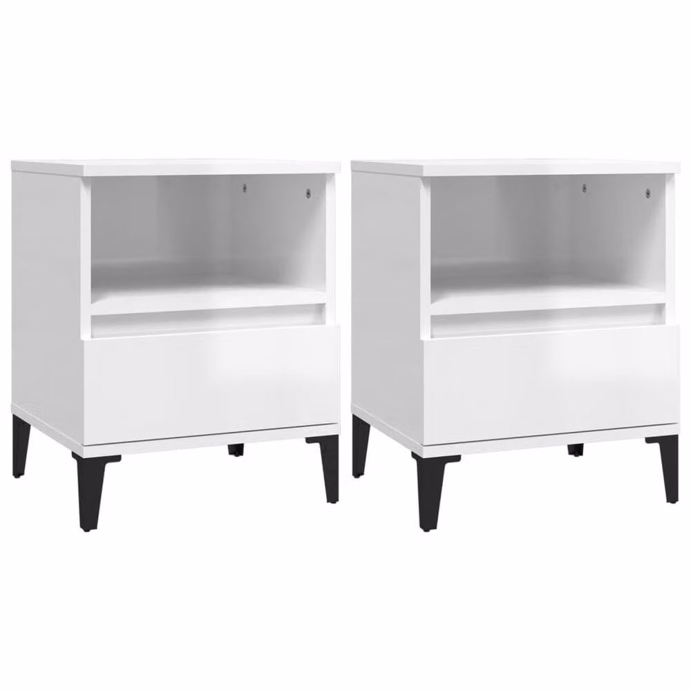 Berkfield Home Elegant Bedside Cabinets, 2 Piece Set, High Gloss White, W: 40 cm, D: 35 cm, H: 50 cm – 3