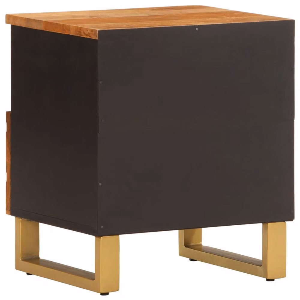 Berkfield Home Beautiful Set of 2 Bedside Cabinets in Brown and Black Solid Mango Wood – 5