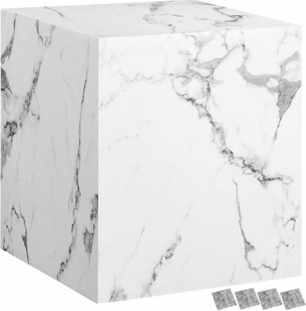 tectake Lasley Square Coffee Table in White Marble Look, W/D/H: 45 x 45 x 50 cm – 1