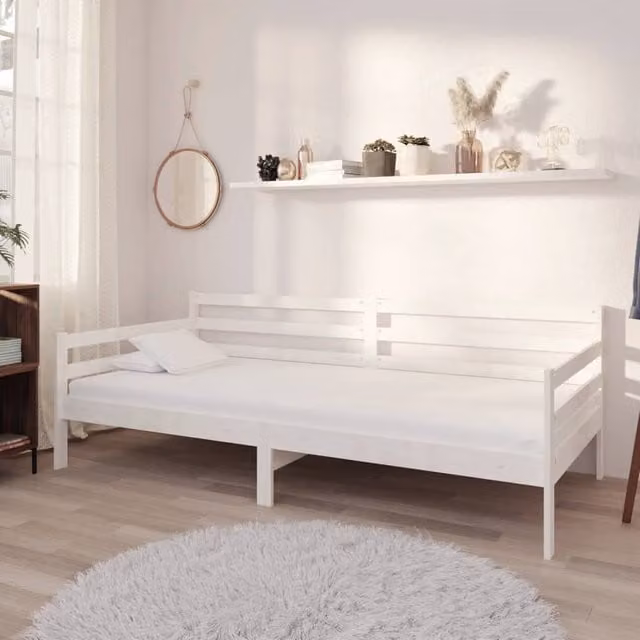 Berkfield Home White Solid Pinewood Day Bed W/D/H: 90 x 200 cm – 1