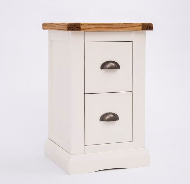 Cabinet Bits Cosenza 2 Drawer Petite Bedside Cabinet in White with Gold Details