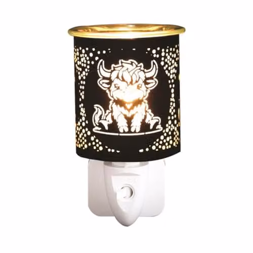 Aroma Accessories Highland Cow Electric Plug In Wax Melter in Black and Gold, Height: 13 cm – 1