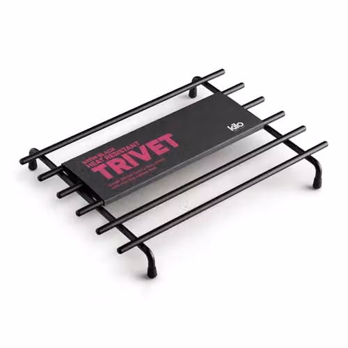 Kilo Metal Rectangular Trivet in Black with Non-Slip Feet, W: 32 cm, D: 24 cm – 1