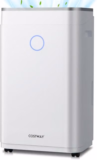 Costway White Home Dehumidifier with 3 Modes and Wheels