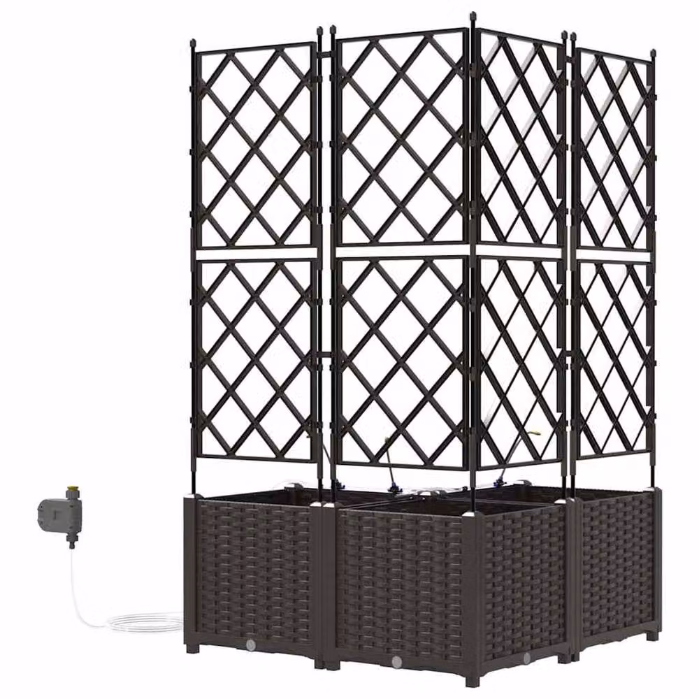 Berkfield 3-Piece Brown Garden Planter Set with Water Irrigation System – 5